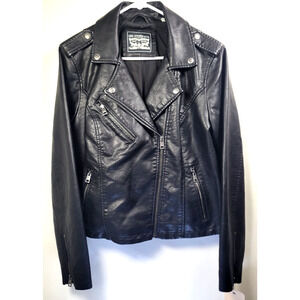 Levi's Women's Faux Leather Moto Jacket Black Full Zip NWT Size L